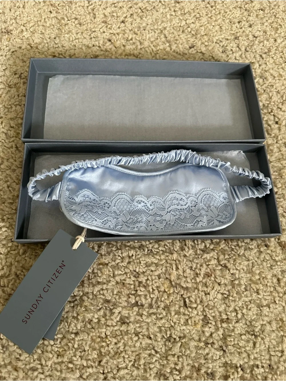 Sunday Citizen EcoSilk Lace Trim Sleep Mask - Light Blue